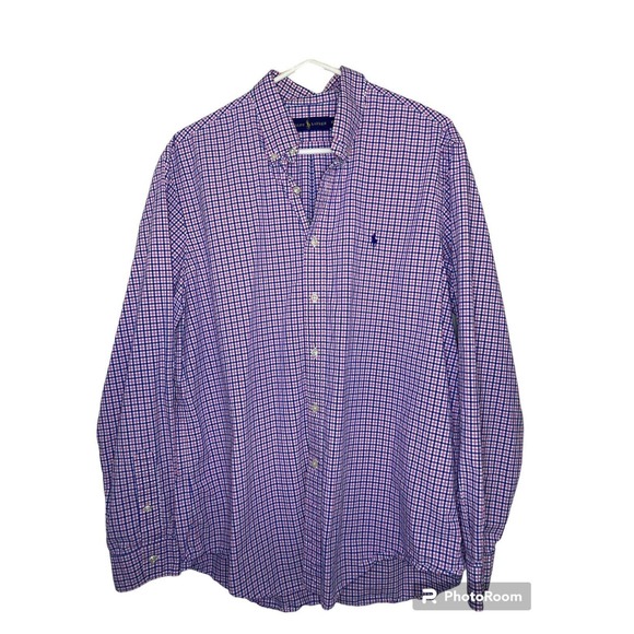 Polo Ralph Lauren Other - Polo Ralph Lauren Shirt Mens XL Pink Blue Checkered Blue Pony Button Down
